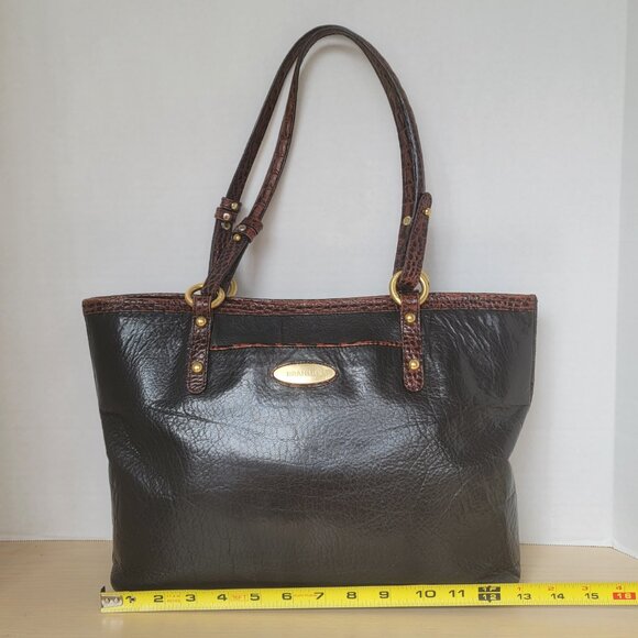 Brahmin Medium Arno Tuscan Black Brown Leather Shoulder Bag Tote - Picture 14 of 16